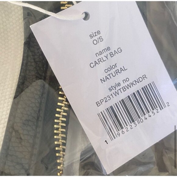 Walter Baker NWT Carly Canvas and Vegan Leather Tote Shoulder Bag White Zip Top - Picture 4 of 10